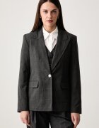 DKNY sacou cu un singur rând de nasturi pentru femei cu vâscoză