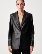 DKNY sacou cu un singur rând de nasturi pentru femei din imitație de piele