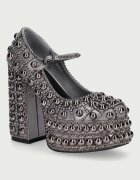 Koi Footwear tocuri cu toc pentru femei Danbury Hand Studded Platform Boots Grey