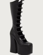 MARC JACOBS cizme cu toc pentru femei din piele THE KIKI KNEE HIGH BOOT