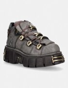 New Rock bocanci cu platformă pentru femei din piele BUFALO NEGRO CERA HUESO + IMPERFECT TOWER MARRON TORNILLOS