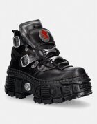 New Rock bocanci cu platformă pentru femei din piele CRUST NEGRO + ANTIK ACERO + IMPERFECT TANK NEGRO TORNILLOS