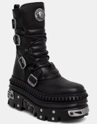 New Rock bocanci pentru femei din piele CRUST NEGRO NEGRO + IMPERFECT REACTOR NEGRO TORNILLOS