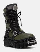 New Rock bocanci pentru femei din piele NOMADA VERDE + CRUST NEGRO + IMPERFECT TOWER NEGRO TORNILLOS