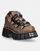 New Rock încălțăminte pentru femei din piele BUFALO CUERO CERA NEGRA + IMPERFECT TOWER NEGRO TORNILLOS