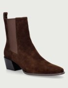 Nokwol ghete scurte cu toc pentru femei din piele întoarsă Dusi Chocolate Suede
