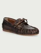 Posa mocasini pentru femei din piele Boat Loafer Wrinkle