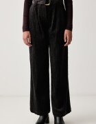 Sessun pantaloni wide leg pentru femei din catifea reiată RIVEL