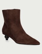Weekend MaxMara botine cu toc jos pentru femei din piele întoarsă