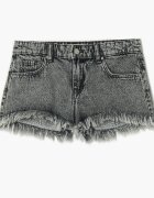 Cropp Pantaloni scurți din denim cu tiv franjurat - gri-închis