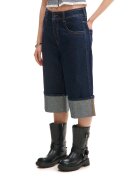 Cropp Pantaloni scurți din denim cu tiv îndoit - bleumarin
