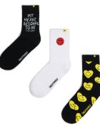 Cropp Set de 3 perechi de șosete lungi Smiley® World - negru