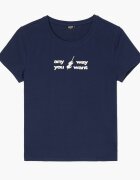 Cropp Tricou cu inscripție - bleumarin