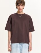 Cropp Tricou monocromatic - maro-închis