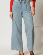  Blugi albastri casual cu croi larg si snur in talie