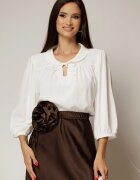 Bluza alba cu guler rotund si snur la gat