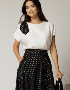  Bluza alba din rayon cu funda neagra cu buline