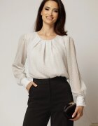  Bluza alba eleganta cu buline si fir lurex