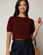  Bluza bordo din tricot cu maneca scurta si paiete mici