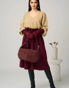  Bluza casual din tricot bej cu paiete si fir lurex