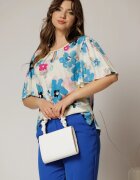  Bluza casual din viscoza ivoar cu imprimeuri bleu si croi lejer