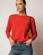  Bluza corai din tricot cu maneca lunga si decolteu rotund