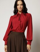  Bluza dama bordo cu maneci lungi si snur la decolteu