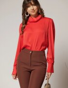  Bluza dama corai cu guler tip barcuta din voal si croi lejer