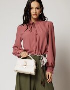  Bluza dama roz coniac cu maneci lungi si snur la decolteu
