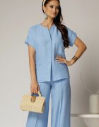  Bluza DY Fashion bleu de vara tip camasa cu guler tip tunica