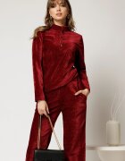  Bluza DY Fashion bordo din catifea velurata cu nasturi la bust