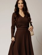  Bluza DY Fashion din tricot maro cu decolteu in V
