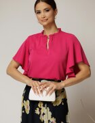  Bluza DY Fashion fucsia cu cret la guler si decupaj la decolteu