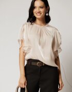  Bluza DY Fashion ivoar din voal peliculizat cu maneci suprapuse