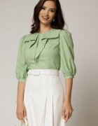  Bluza DY Fashion verde fistic din poplin cu guler amplu