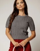 Bluza gri din tricot cu maneca scurta si paiete mici