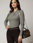  Bluza gri mulata din tencel cu desing impletit la bust