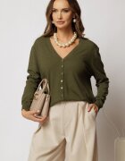  Bluza kaki tip cardigan din tricot cu inchidere cu nasturi