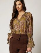  Bluza lejera lime cu imprimeuri cu inchidere cu nasturi cu adaos de tencel