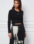  Bluza Lora scurta neagra cu model