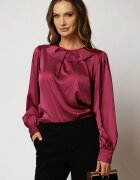  Bluza magenta din satin cu decolteu rotund si croi lejer
