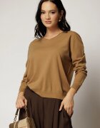  Bluza maro din tricot cu decolteu in V si croi larg