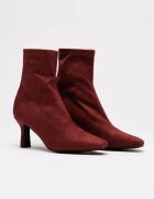  Botine elegante bordo din material textil catifelat