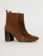  Botine maro din piele ecologica cu design modern si toc patrat