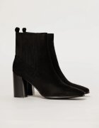  Botine negre din piele ecologica cu design modern si toc patrat