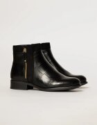  Botine negre elegante cu toc jos si textura piele de crocodil