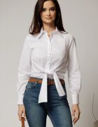  Camasa alba din poplin cu croi cambrat si nod in talie