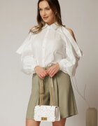  Camasa dama alba cu maneci lungi decupate