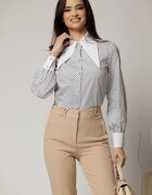  Camasa din poplin cu imprimeu cu aspect floral si guler ascutit