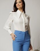  Camasa DY Fashion alba din poplin cu guler dublu si croi cambrat